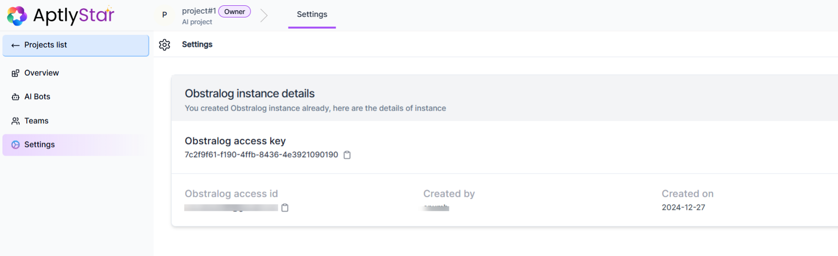 ObstraLog Settings in Project