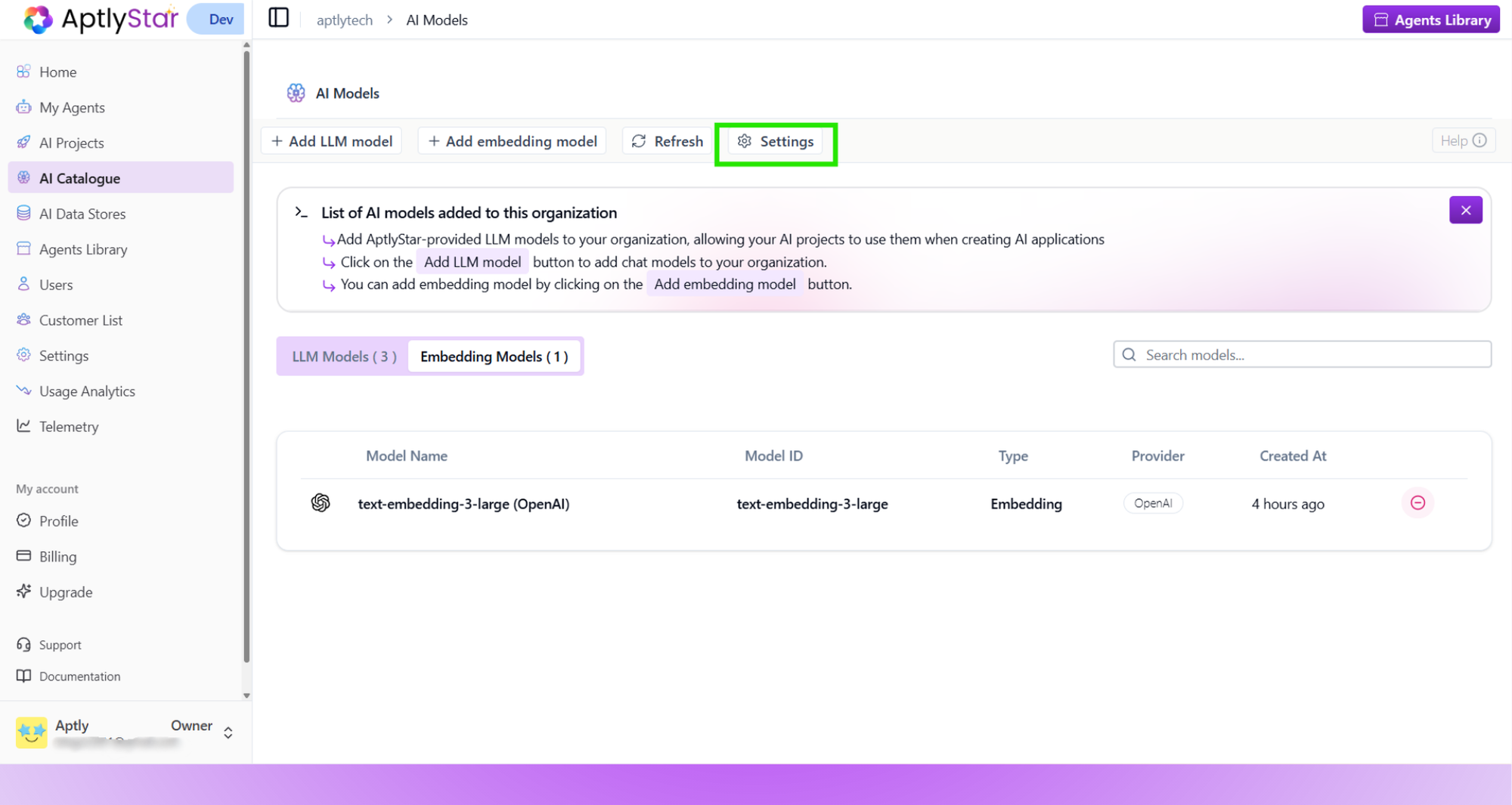 Navigate to AI Model Settings