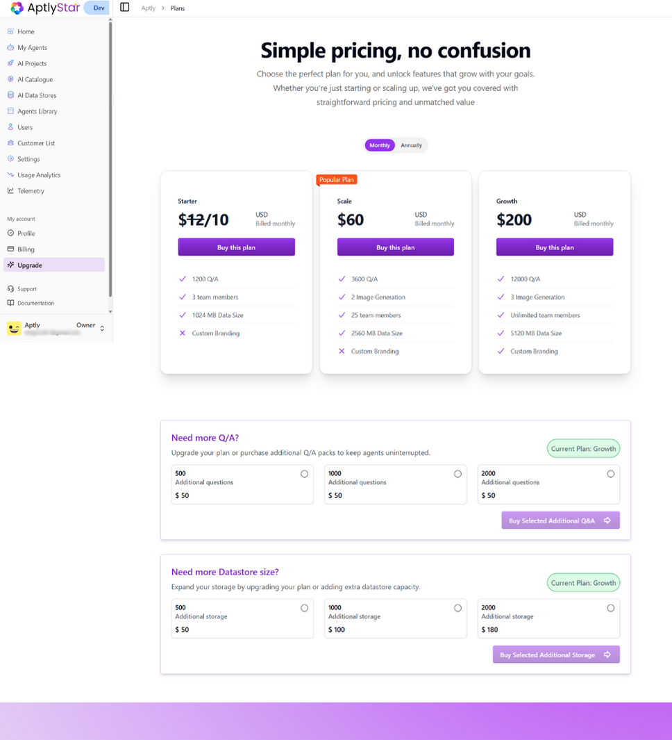 Upgrade Monthly Pricing