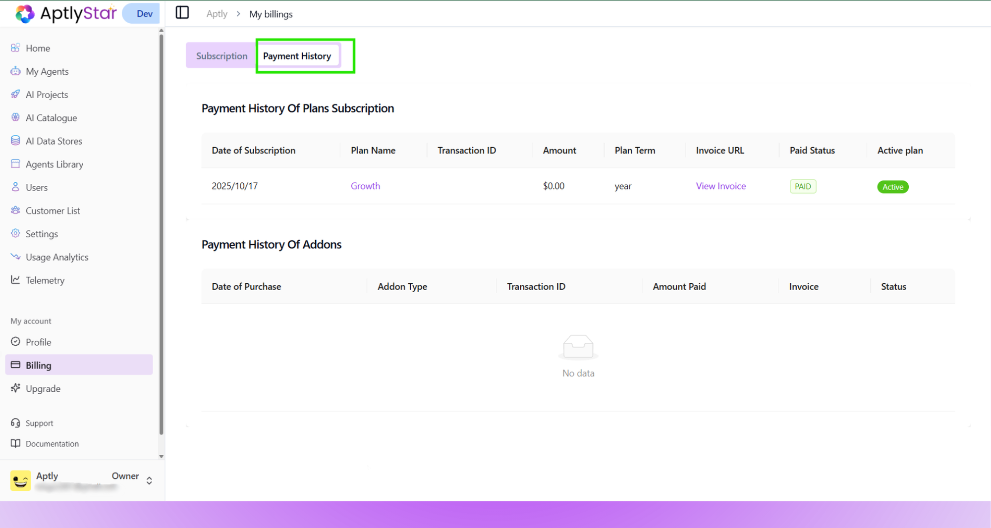Billing: Payment History Records