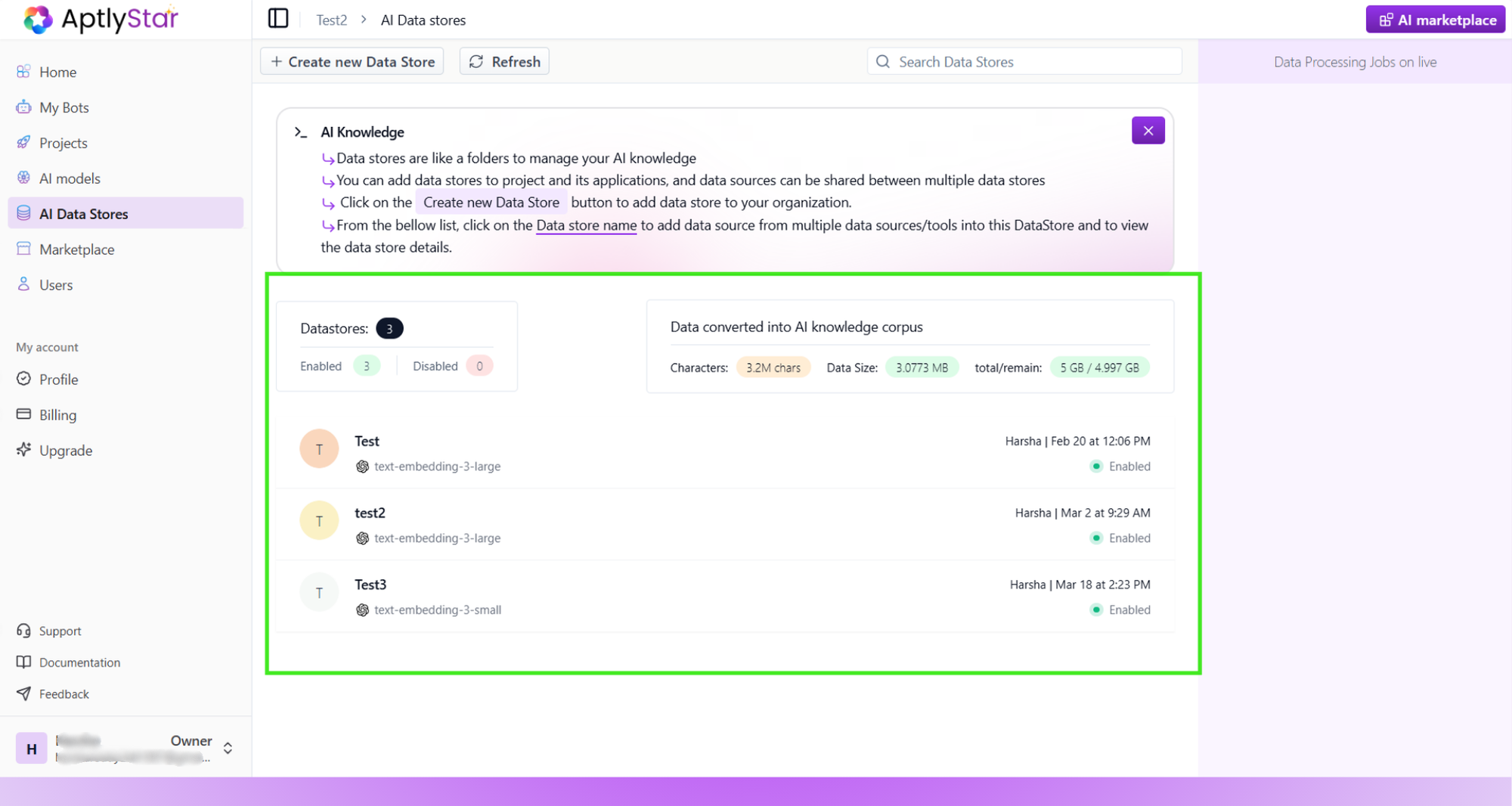 Datastore View List