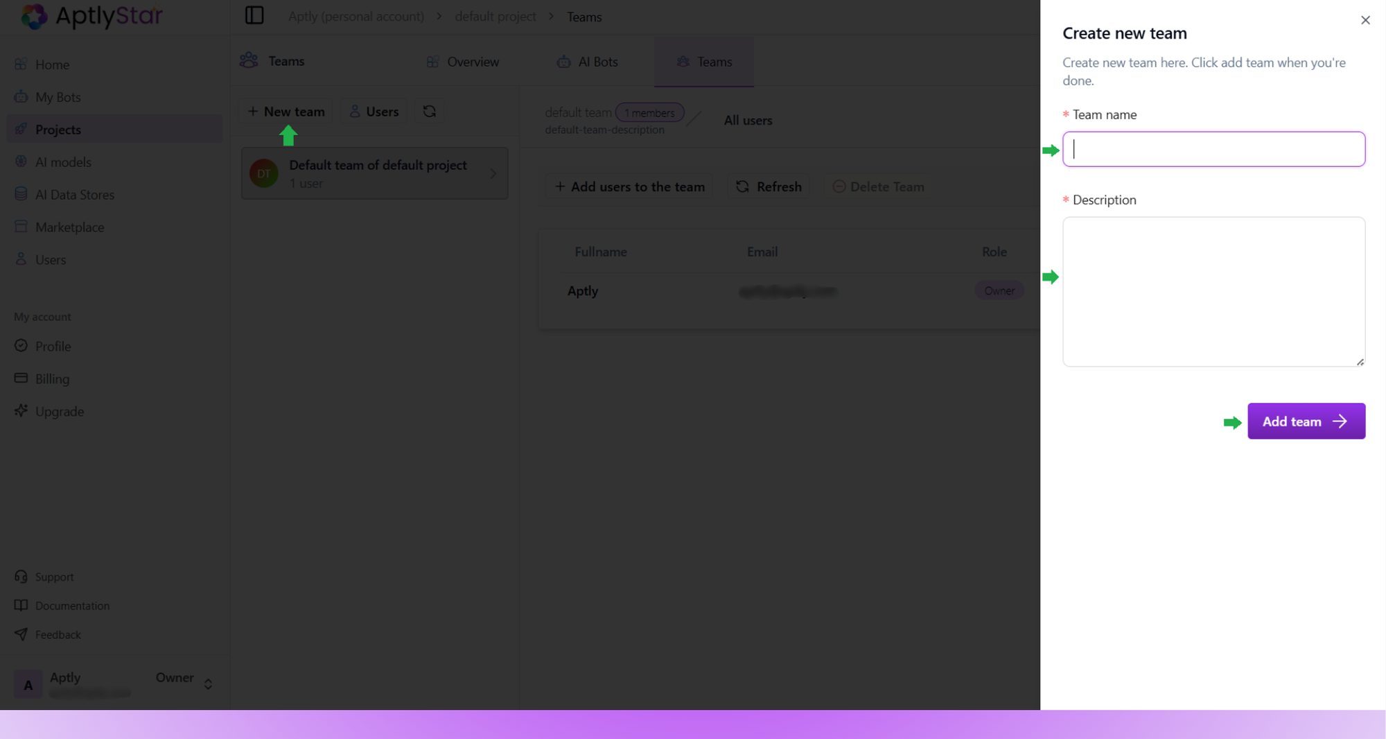 Create New Team Form