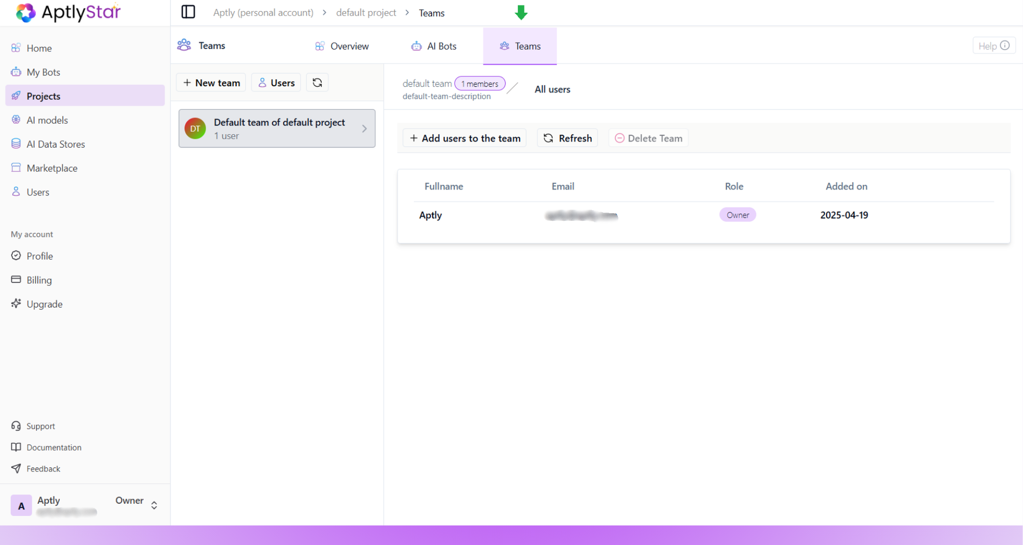 Open Teams Tab in Project