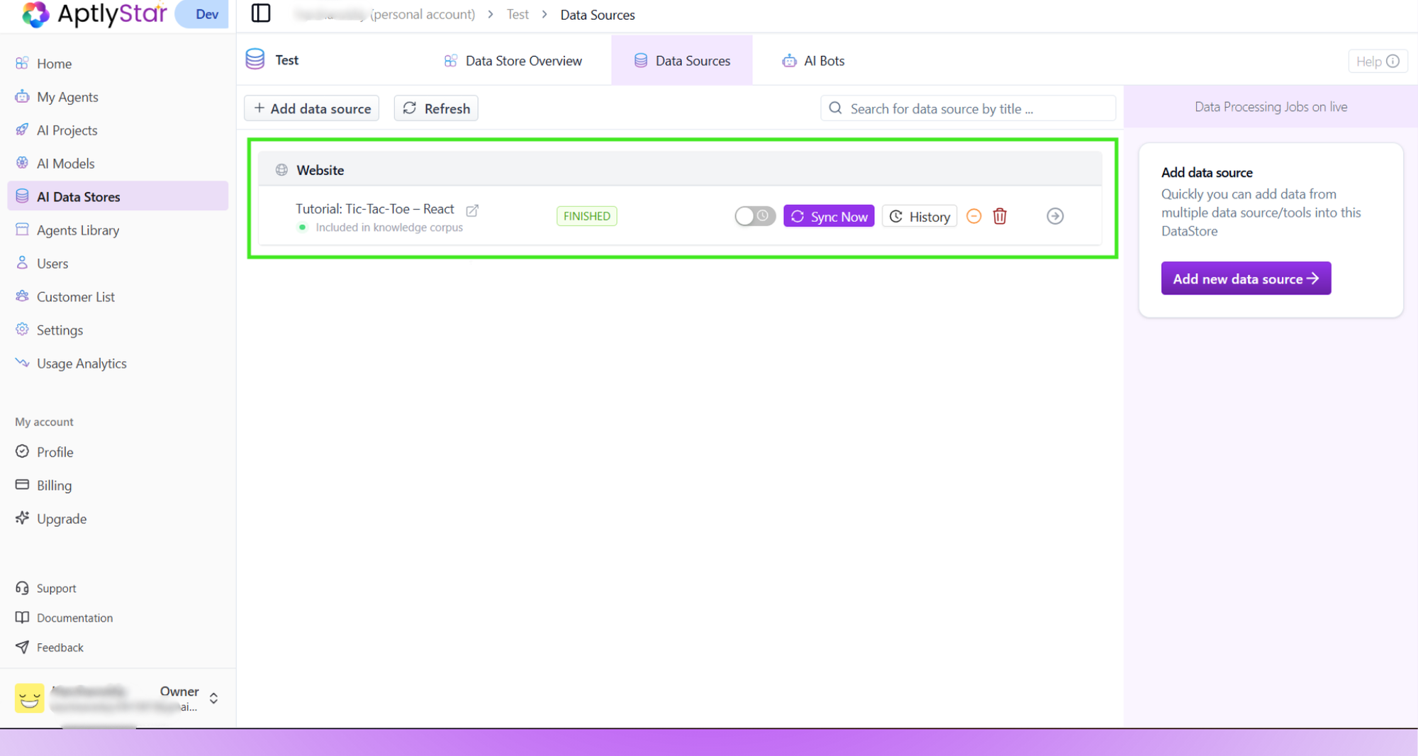 Webpage successfully added to datastore