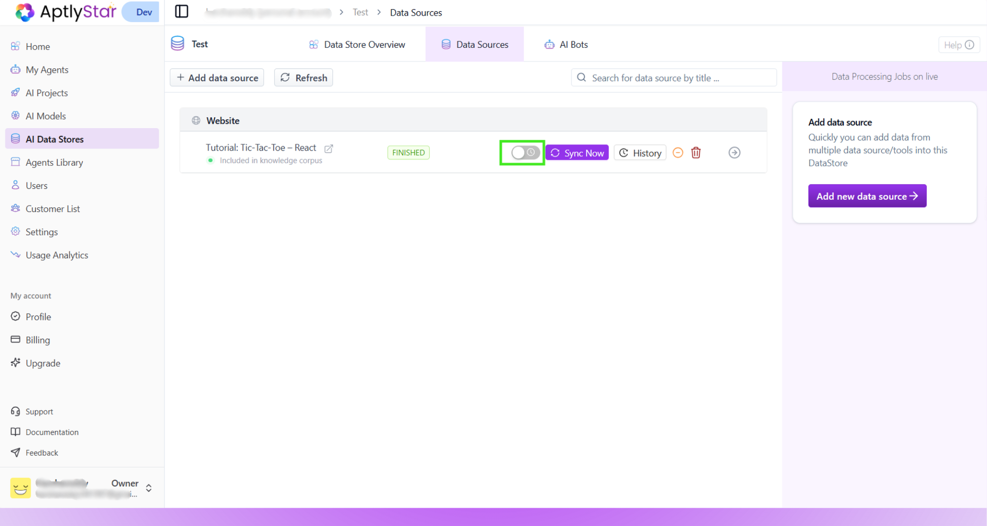 Enable Auto-Resync for the webpage source