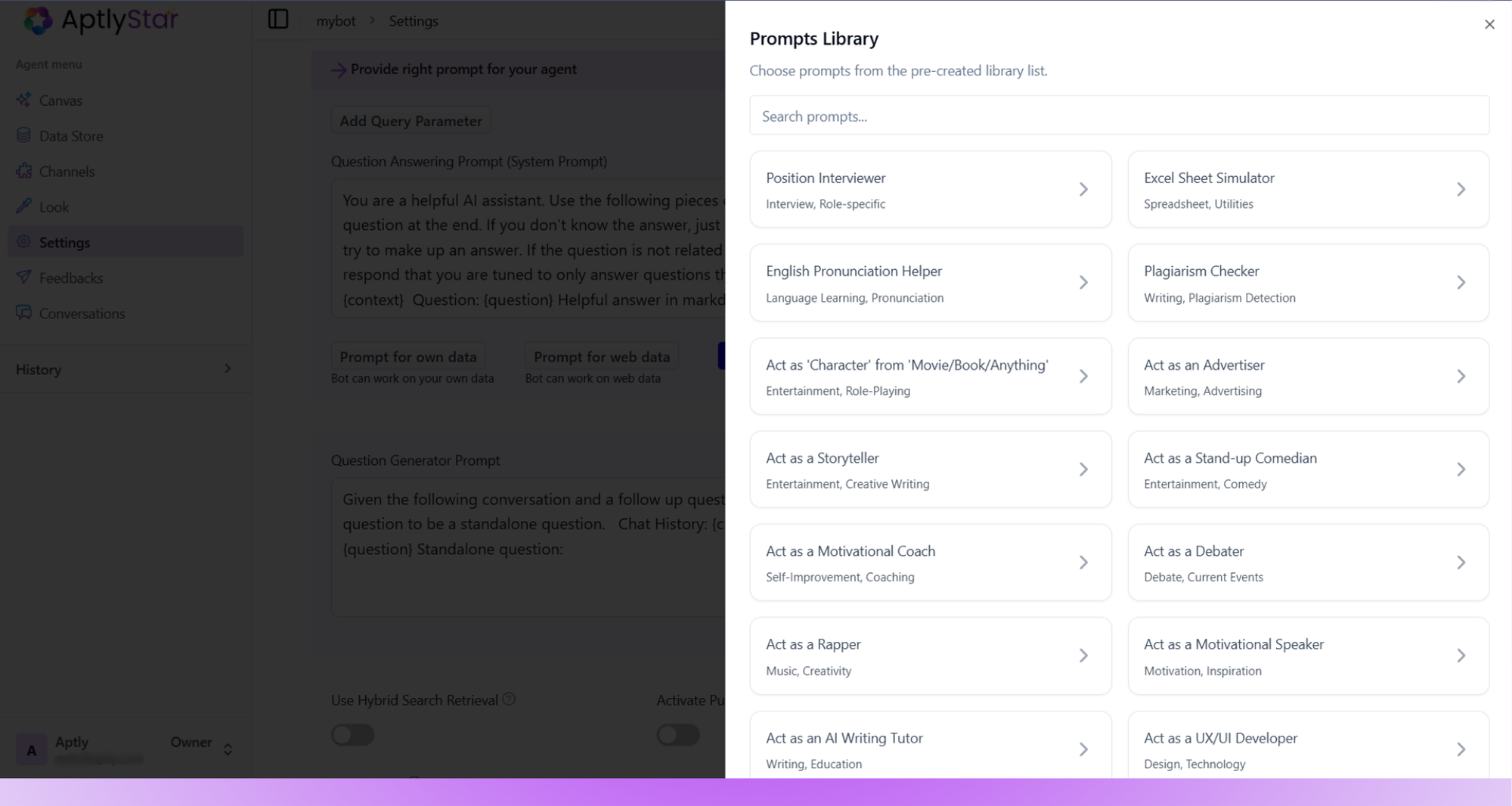 Prompt Library View