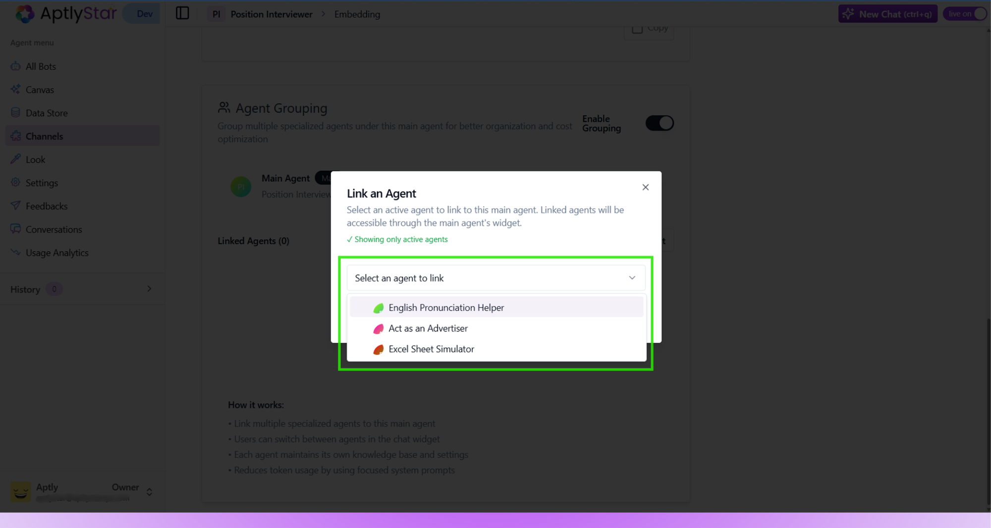 Link Agents: Assign specialized sub-agents to the main agent