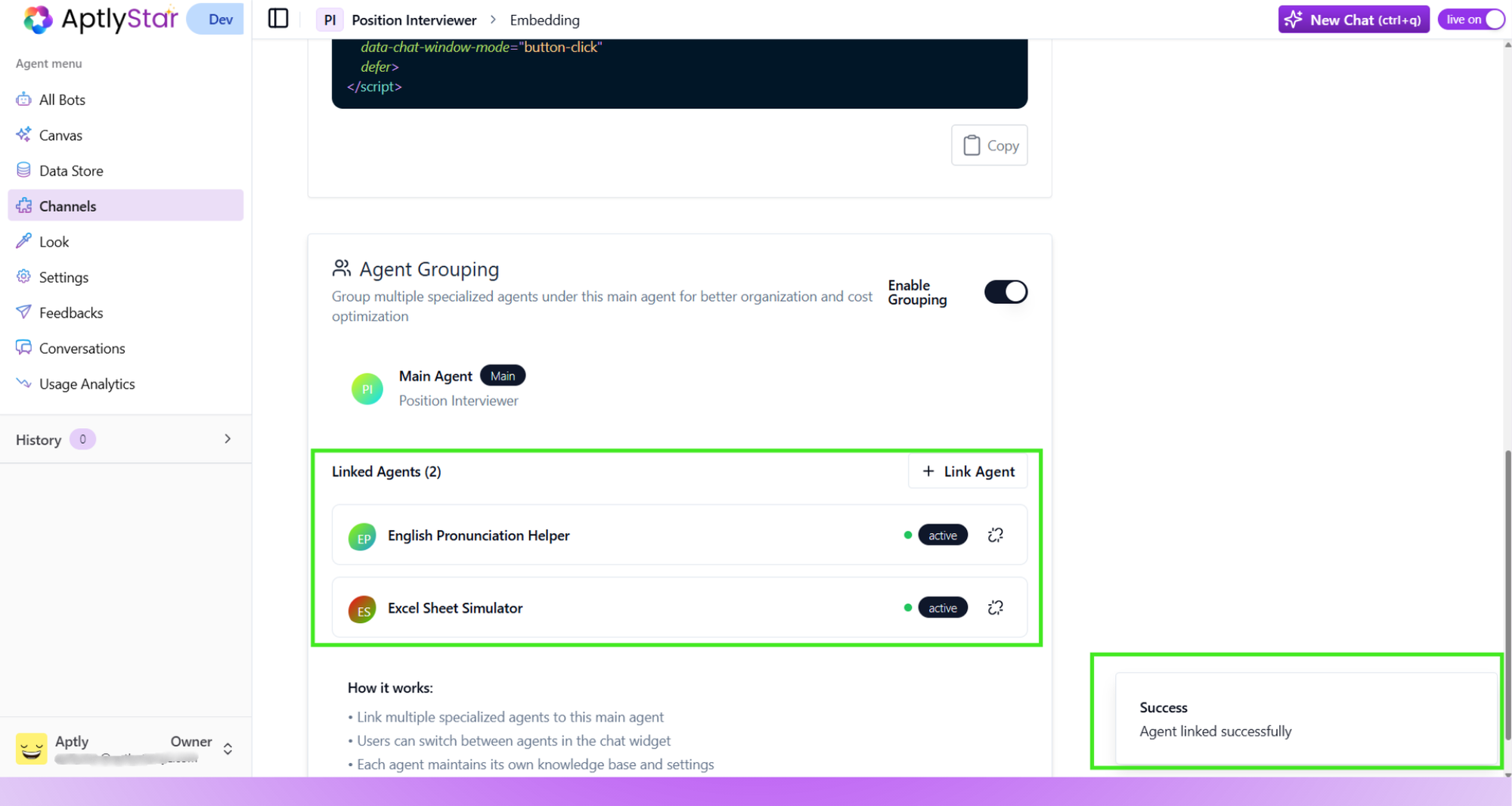 Success: Agents added to the group successfully