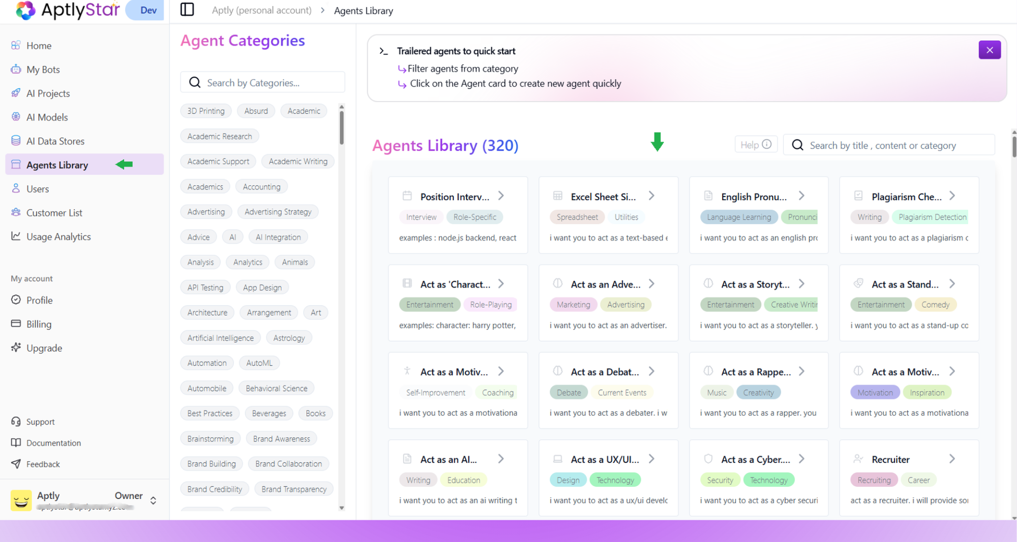 Agents Library Selection
