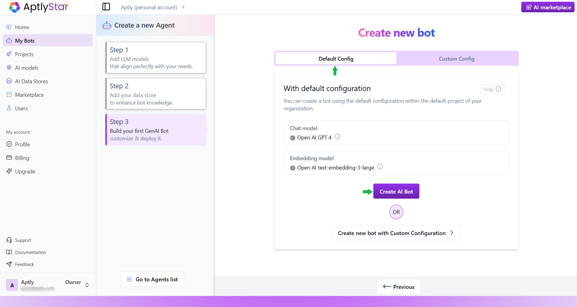 Default Config Agent Creation