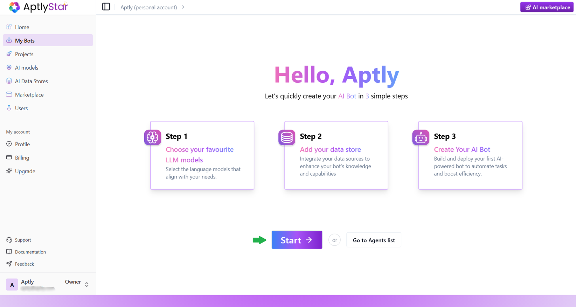 3-Step Start Screen
