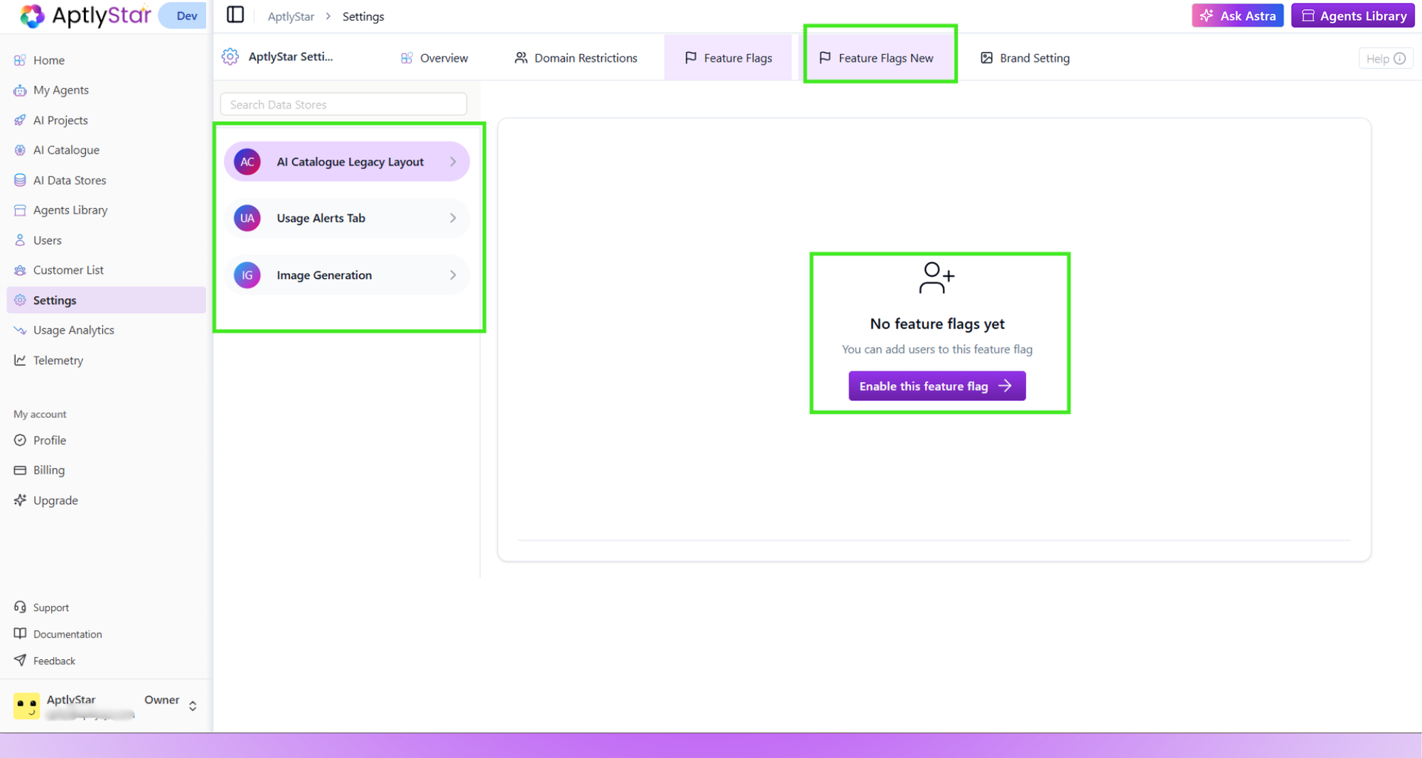 Enable feature flag empty view
