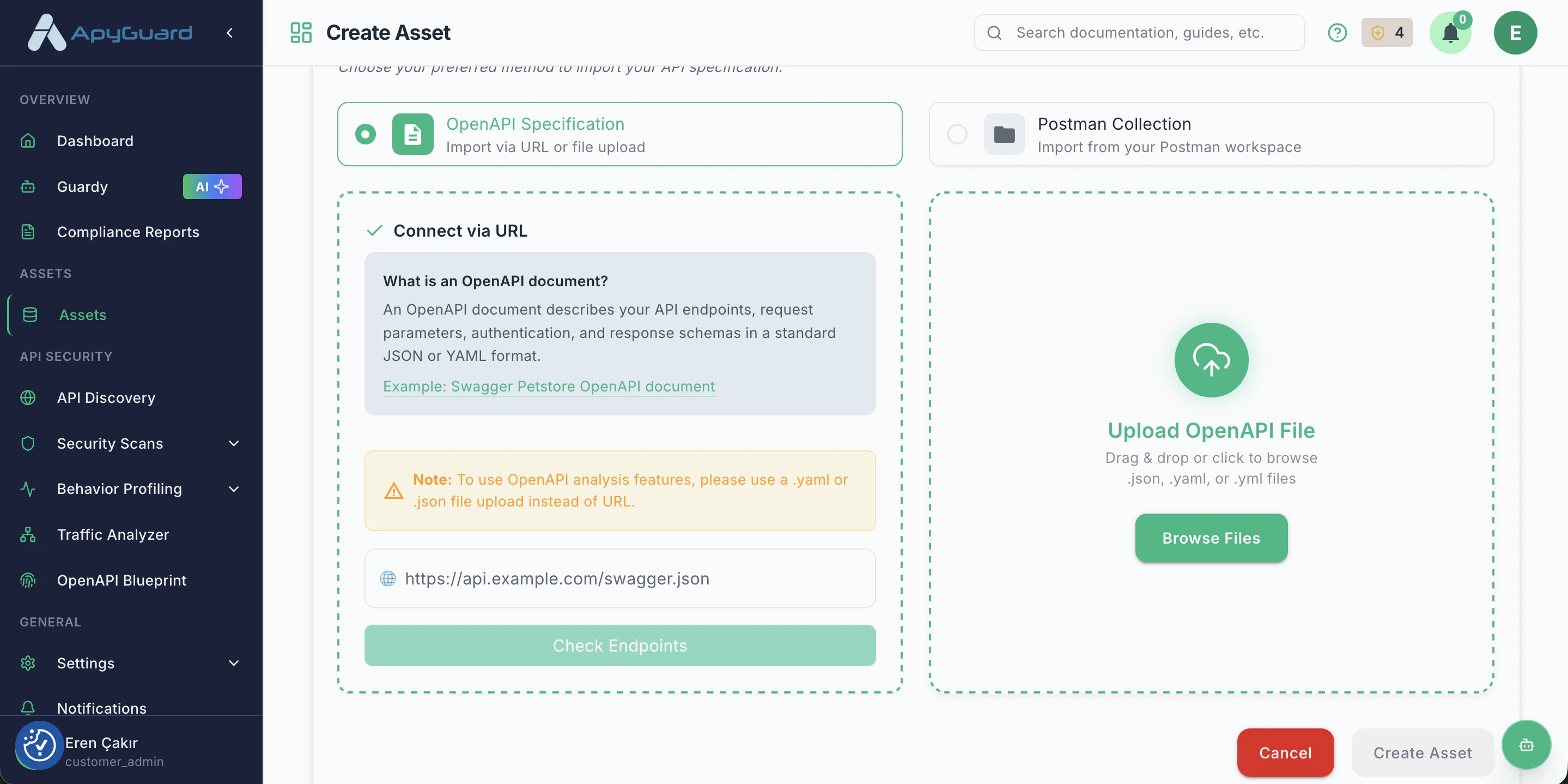 Create Asset Specification