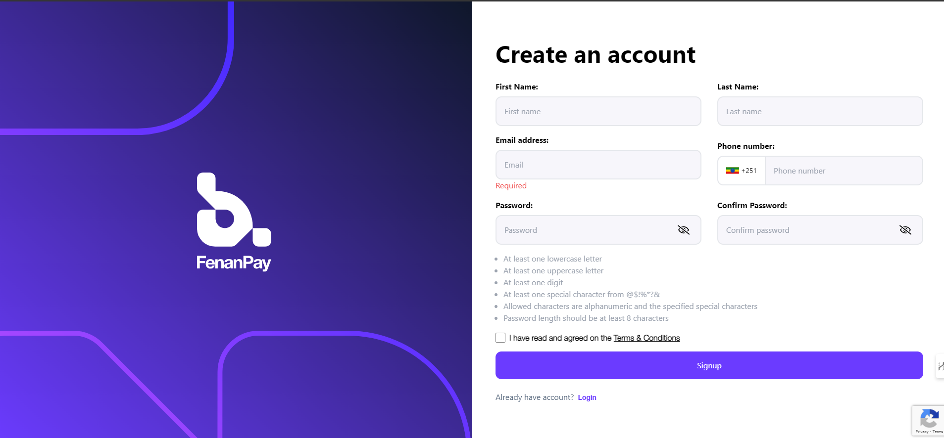 Create Account Screenshot