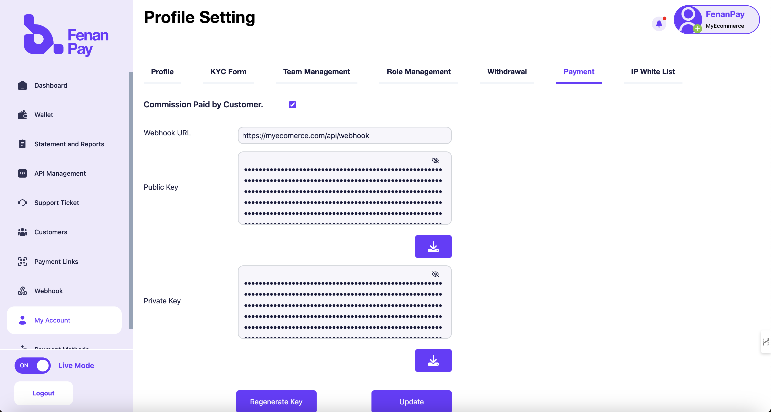 Dashboard Settings Example