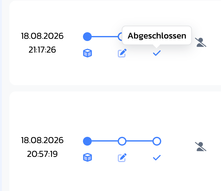 Rücksendung nach der Bearbeitung auf Abgeschlossen setzen