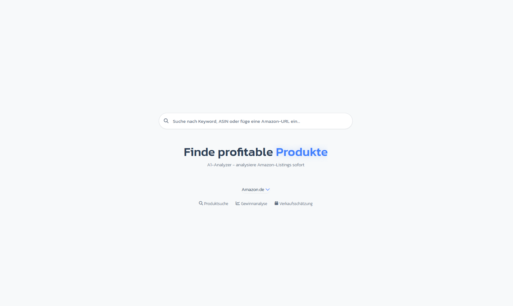 Empty Analyzer start page with central search field