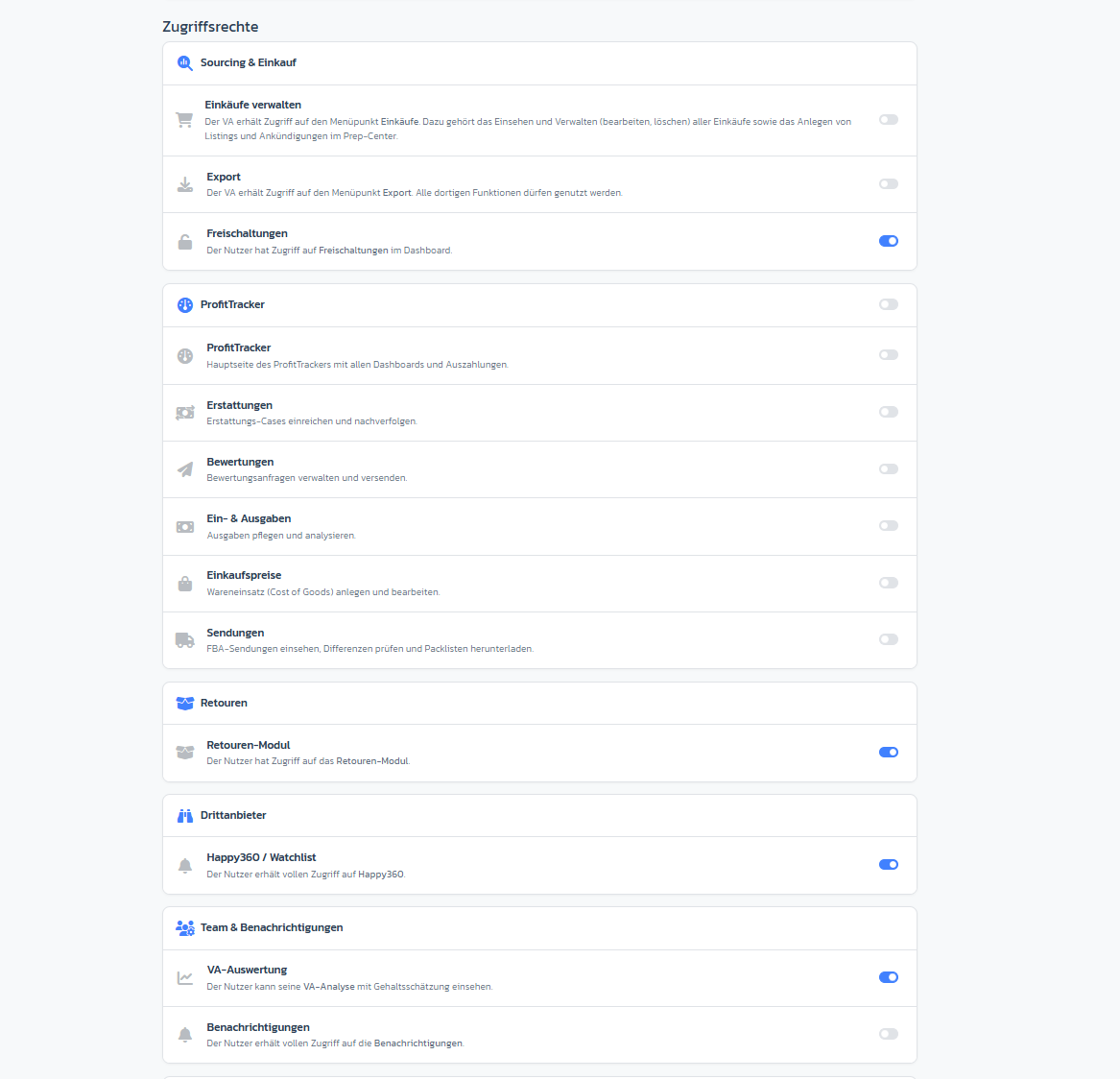 Global permission toggles