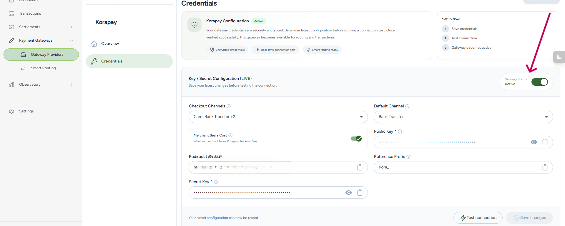 Active payment gateway