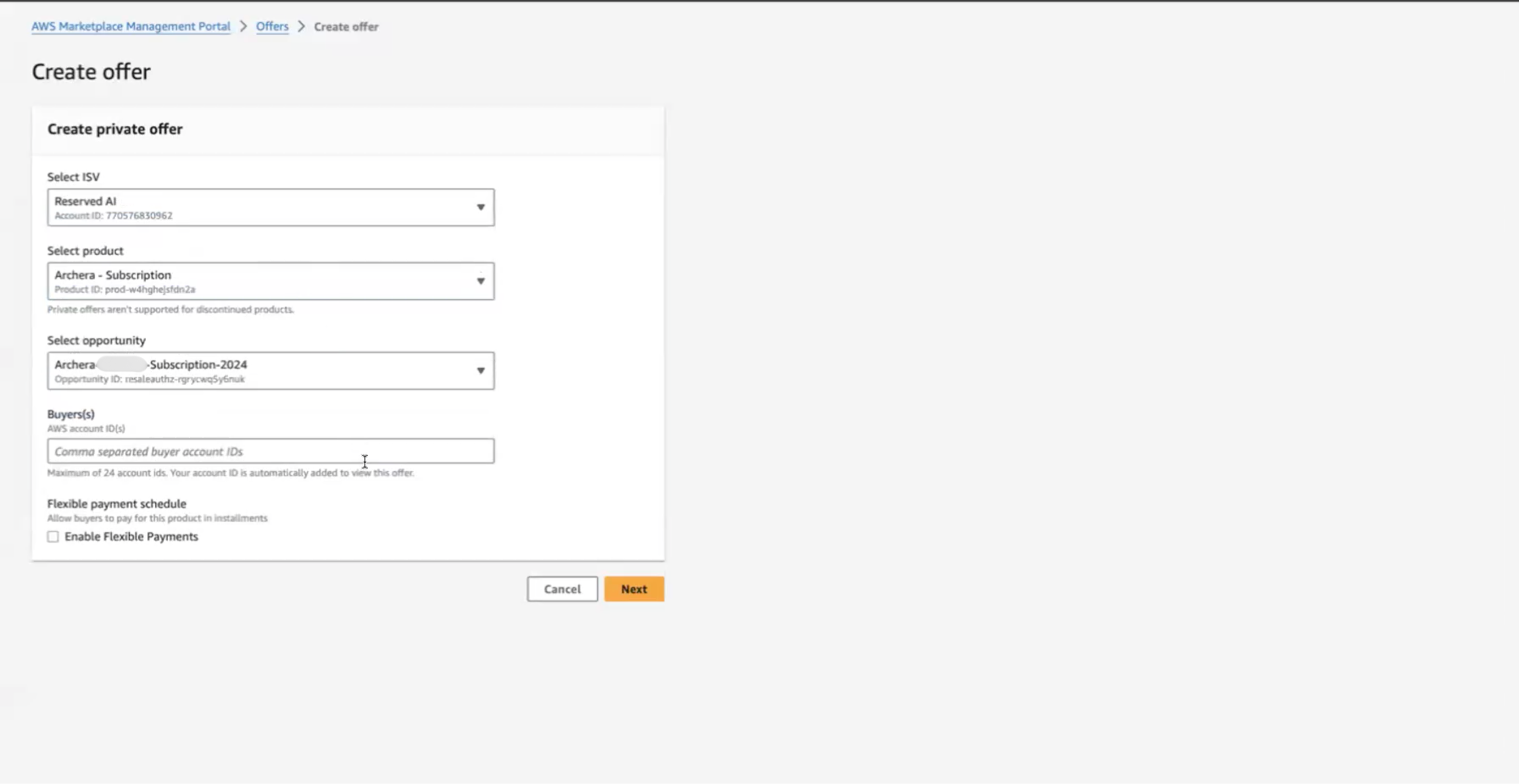 Step 1: Select ISV and Product