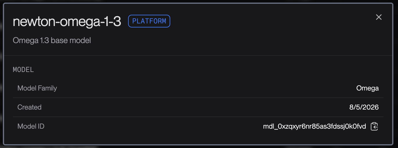 A platform model dialog