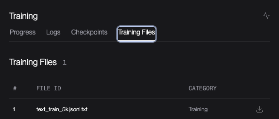 Fine-tuning job training files