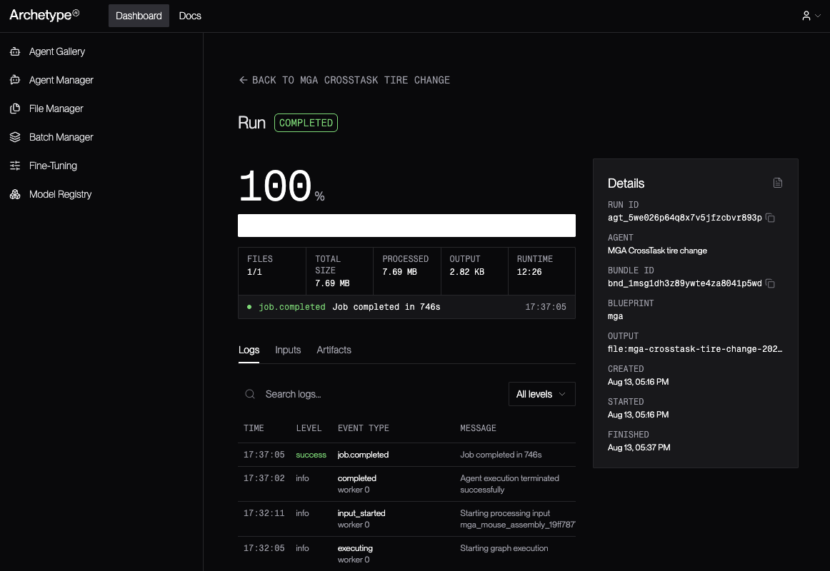 Running agent details