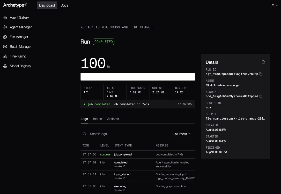 Running agent details