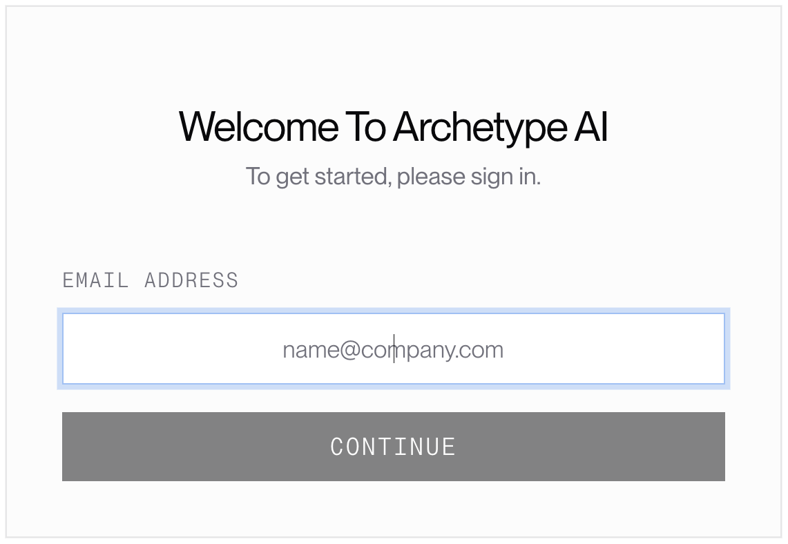 Sign in with Email panel