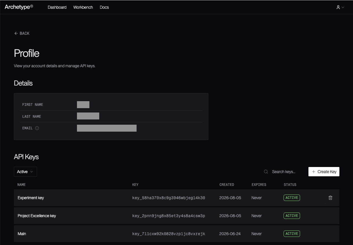 The main user profile page