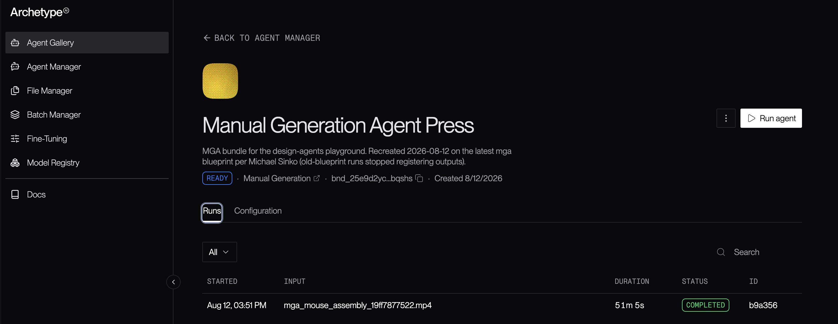 The agent page