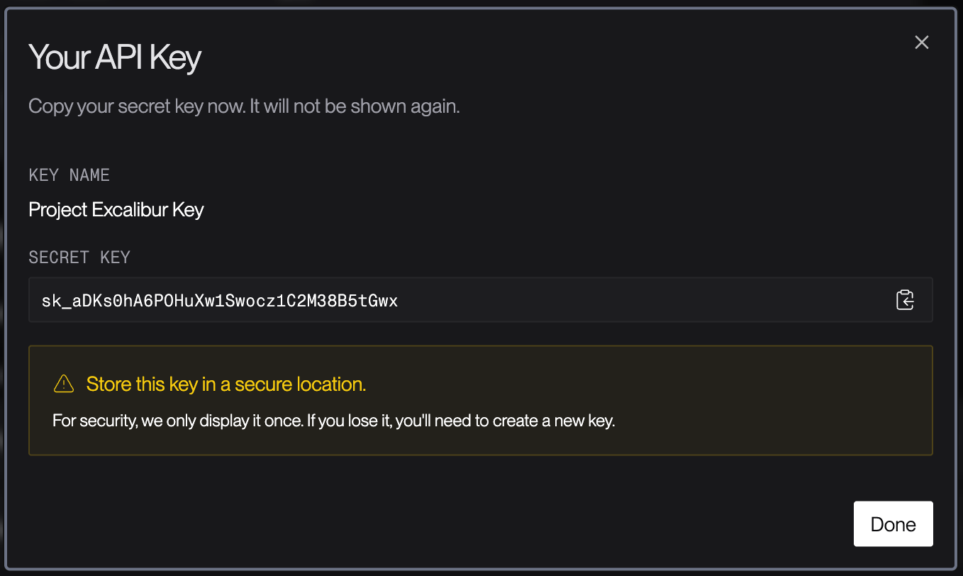 Your API Key
modal