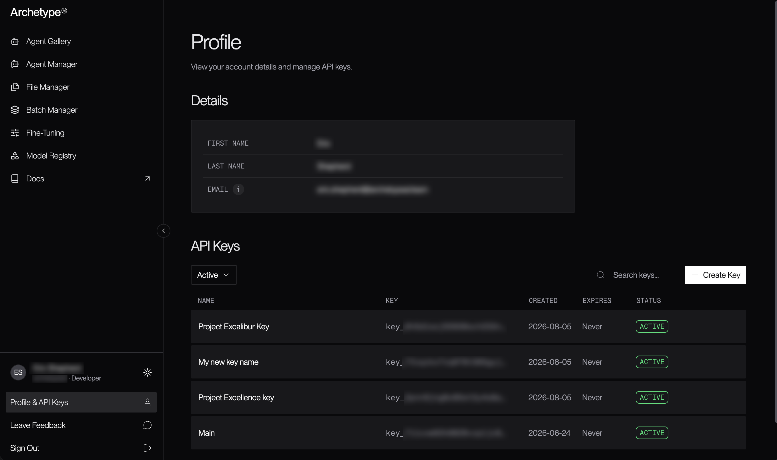 The main user profile page