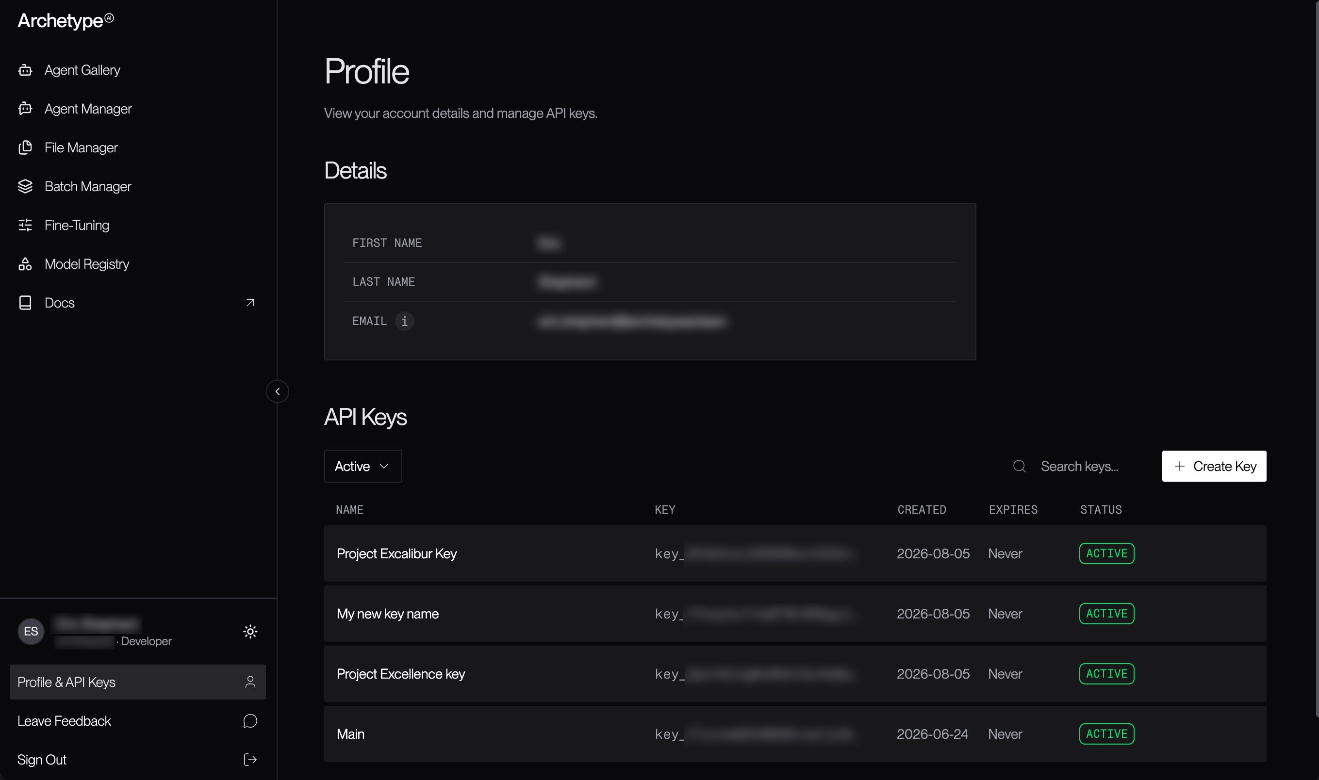 The main user profile page