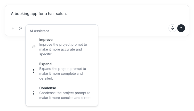 AI Assistant menu with Improve, Expand, and Condense options