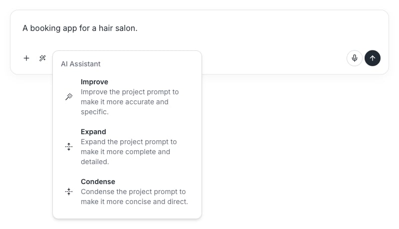 AI Assistant menu with Improve, Expand, and Condense options