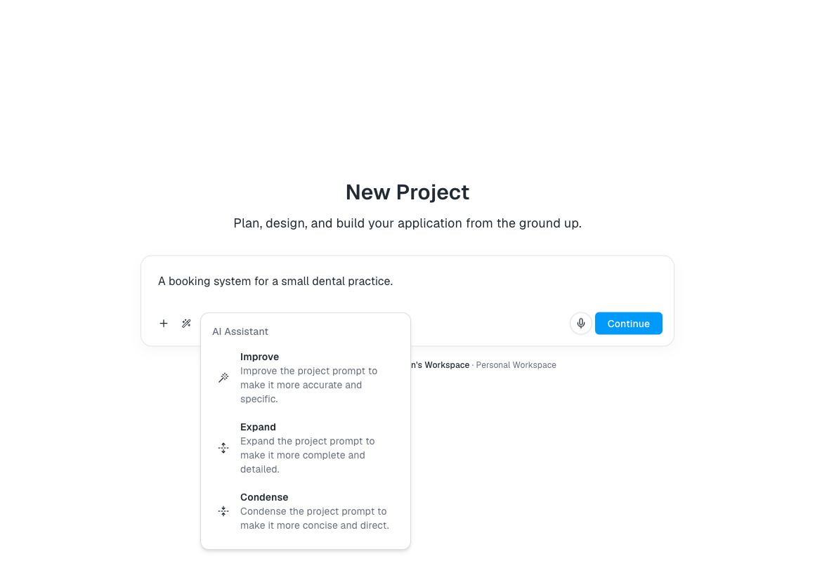 AI Assistant menu with Improve, Expand, and Condense options