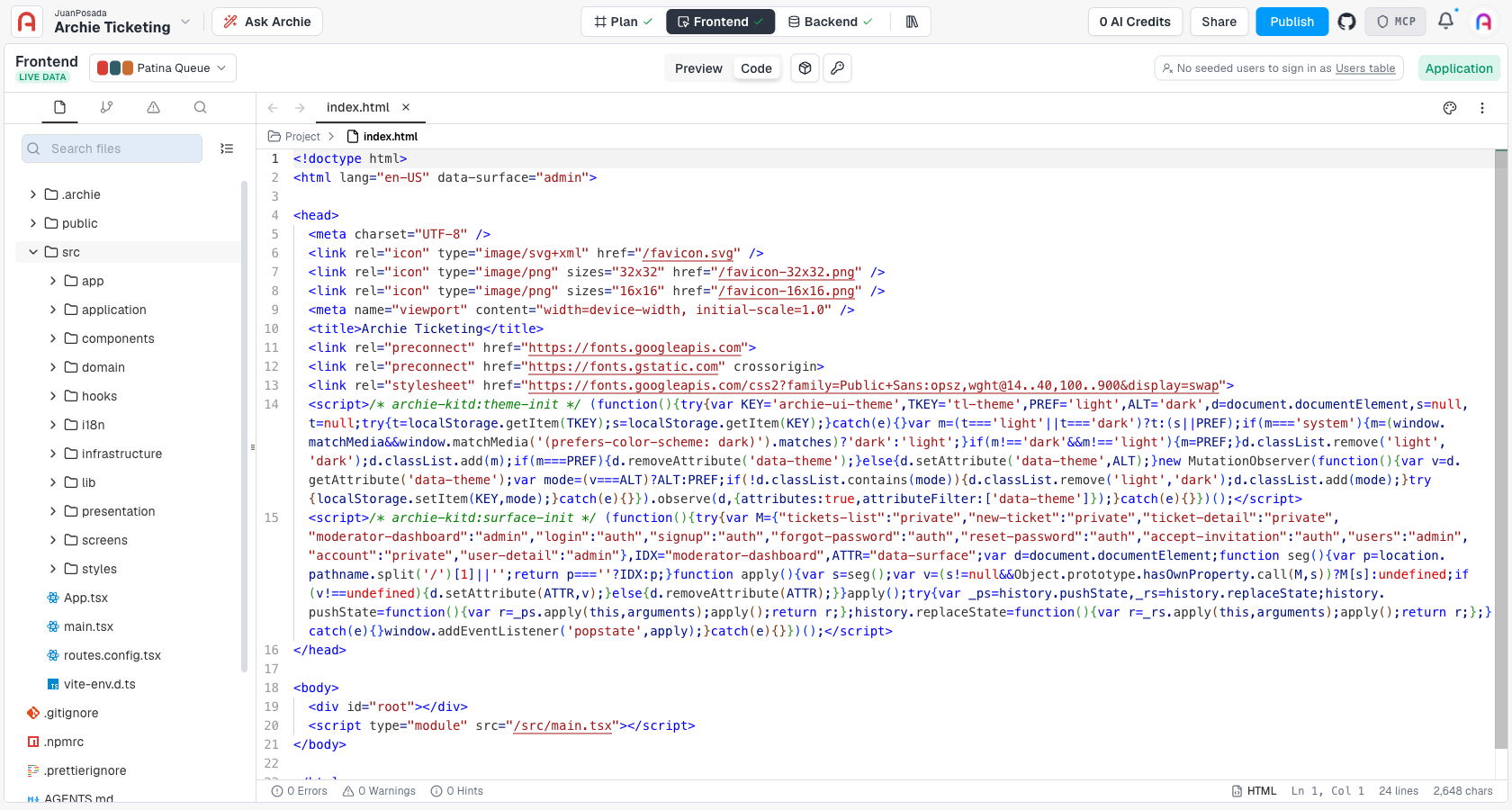 Project file tree with generated source directories