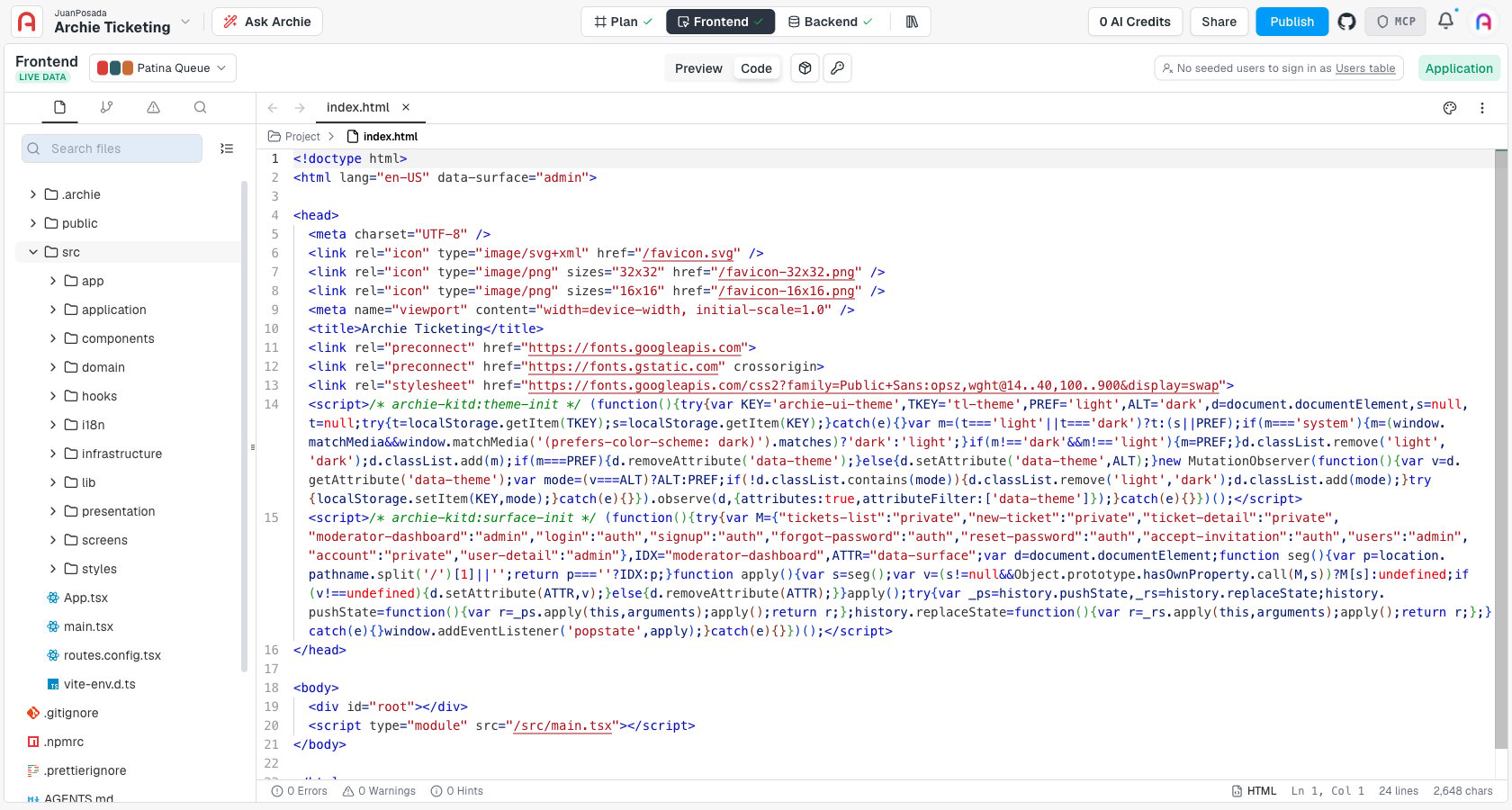 Project file tree with generated source directories