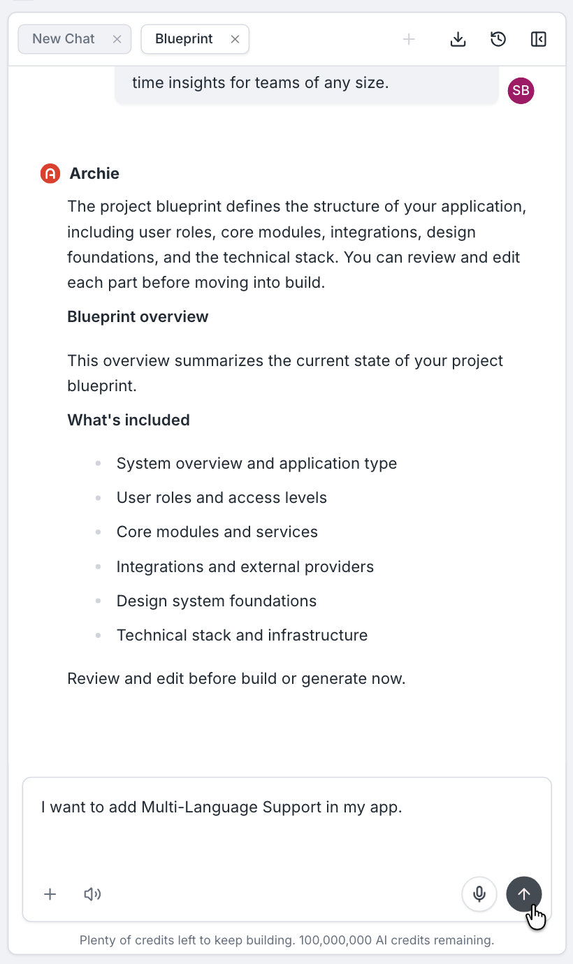 Plan chat open in the side panel