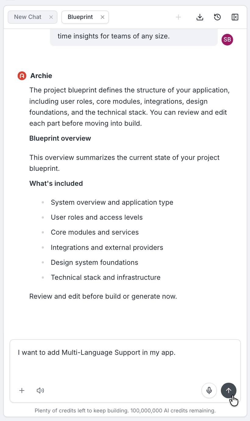 Plan chat open in the side panel