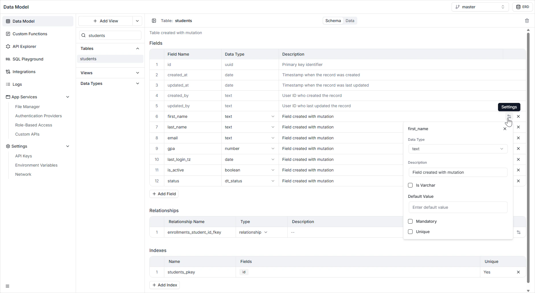 Text field type configuration