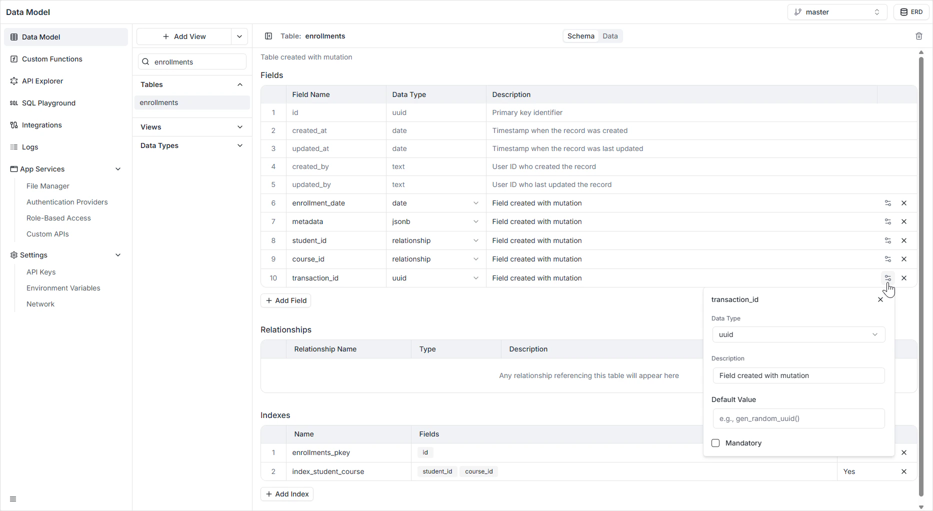 UUID field type configuration