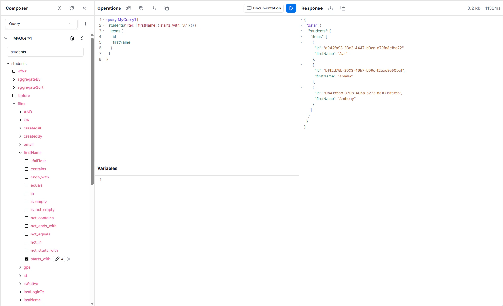 API Explorer IDE overview with GraphQL editor