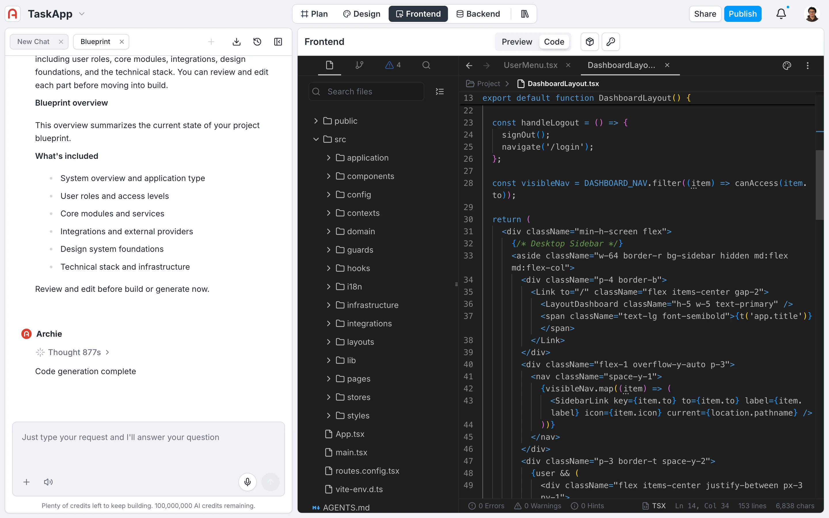 Project file tree with generated source directories