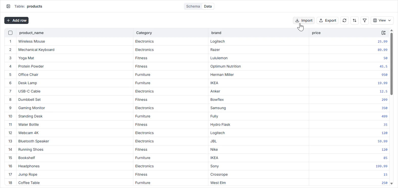 Upload file for import
