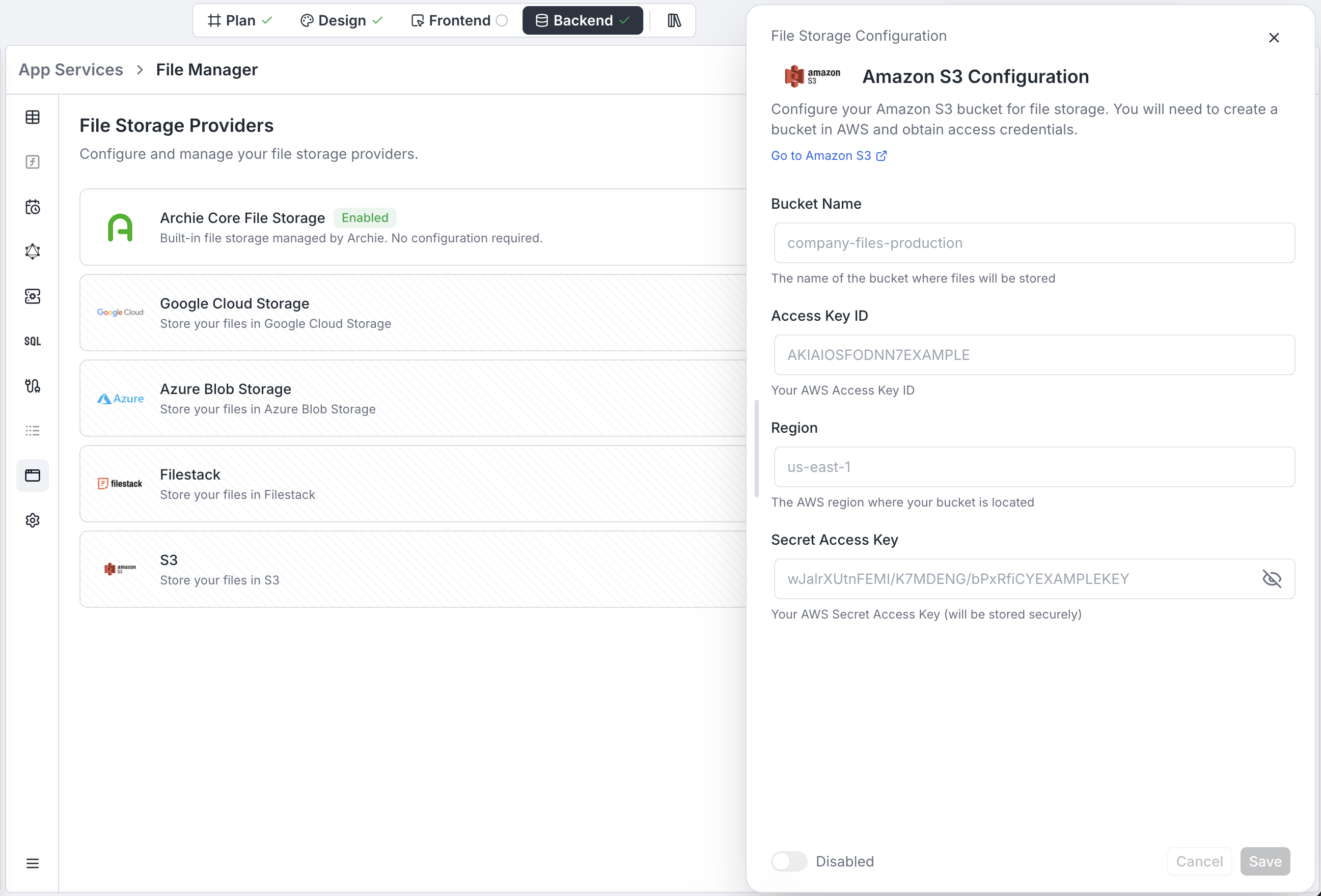 Amazon S3 configuration