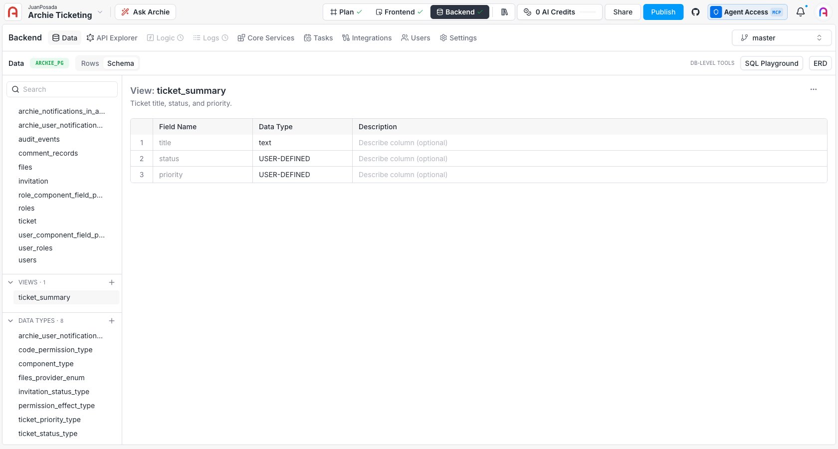 View schema definition