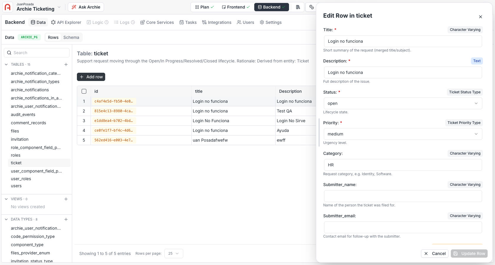 Edit record form in Data Viewer