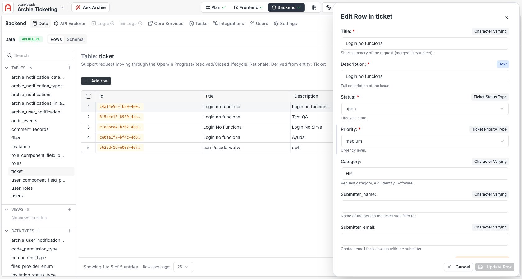 Edit record form in Data Viewer